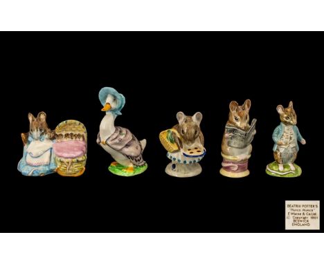 Beswick Collection of Handpainted Beatrix Potter Figures, 5 in Total.  Comprises: 1. 'Tailor of Gloucester' First Version - S