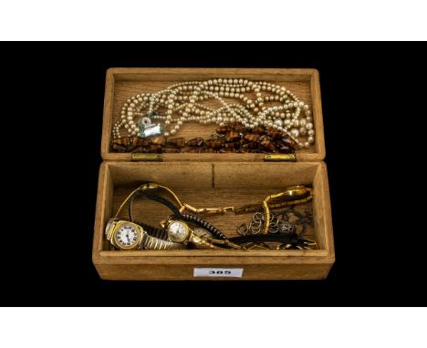 Collection of Vintage Watches &amp; Jewellery, comprising seven vintage ladies watches, a single strand pearl necklace and tw