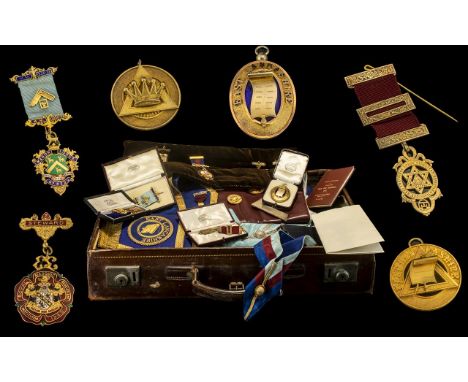 Collection of Masonic Regalia for Brother Henry Backhouse of Manor Lodge, Blackburn, No.3322, comprising enamelled silver Eas