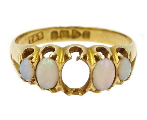 Victorian four stone opal ring, Chester 1898 Condition Report Approx 3.06gm, size Q-R, central opal missingClick here for fur