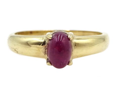 9ct gold cabochon ruby ring Condition Report Gold tested 9ct, approx 2.1gm, size LClick here for further images, condition, a