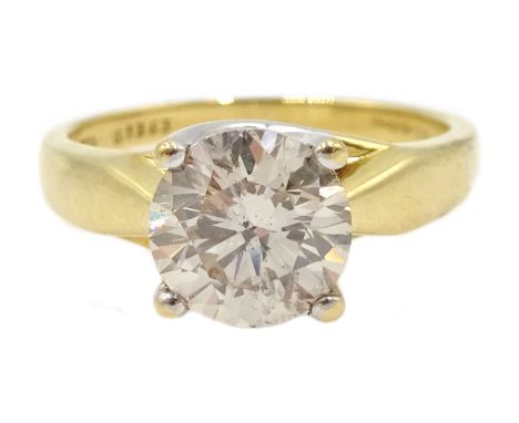 18ct gold single stone diamond ring hallmarked, diamond 1.91 carat Condition Report Approx 4.5gm, size N-O, Colour I-J, colou