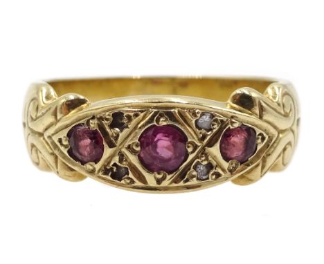 9ct gold ruby and diamond ring, hallmarked Condition Report Approx 4.3gm, size M-NClick here for further images, condition, a