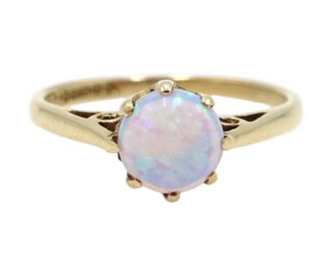 9ct gold single stone opal ring, hallmarked Condition Report Approx 1.52gm, size I-JClick here for further images, condition,