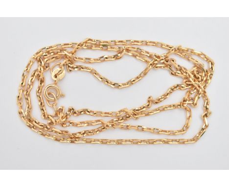 A 9CT GOLD RECTANGULAR BELCHER CHAIN, fitted with a spring clasp, hallmarked 9ct London, length 600mm, approximate gross weig