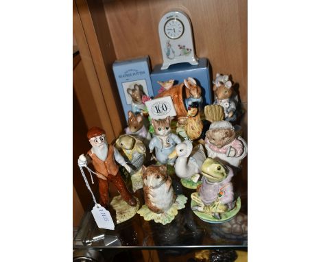 A GROUP OF BEATRIX POTTER AND BRAMBLY HEDGE FIGURES ETC, comprising Beswick Beatrix Potter figures: Mr McGregor BP-10b backst