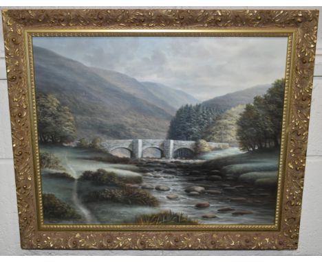 BOB TUCKER (1951) 'FINGLE BRIDGE, DARTMOOR', a  Cornish river landscape with bridge, signed bottom left, titled and dated 196