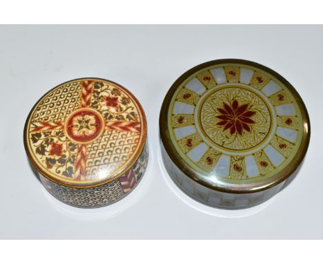 TWO PILKINGTON'S TRINKET BOXES, early twentieth century circular boxes with floral and foliate lustre decoration, model nos 2