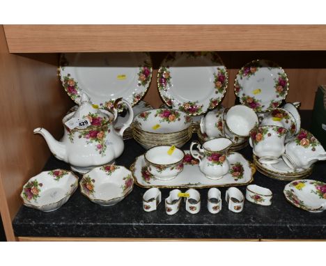 A LARGE QUANTITY OF ROYAL WORCESTER 'OLD COUNTRY ROSES' PATTERN TEAWARE, comprising one teapot, one milk jug and sugar bowl w