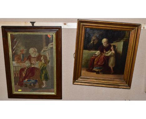 19TH CENTURY ENGLISH SCHOOL 'SAMUEL AND ELI', a biblical scene depicting the Prophet Samuel in conversation with Eli, no visi