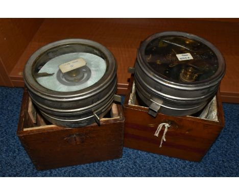 TWO VINTAGE OAK CASED PIGEON CLOCKS, one with Toulet branding to glass, clock no.127680, the other clock numbered but no bran