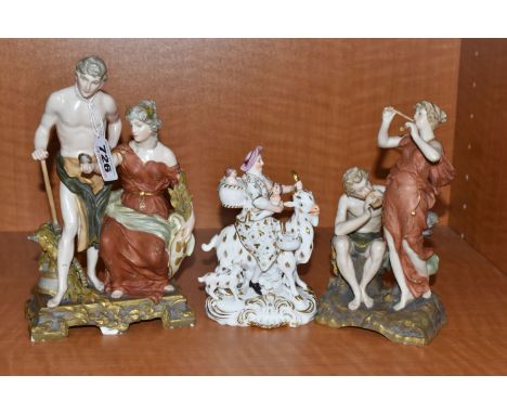 AN EARLY VICTORIAN BLOOR DERBY PORCELAIN FIGURE OF THE WELSH TAILOR'S WIFE, mostly plain with gilt details, incised No.62 and