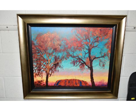 ROLF HARRIS (AUSTRALIA 1930-2023) 'ULURU SUNSET', a signed limited edition print depicting an Australian outback landscape, 1