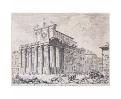 PIRANESI, GIOVANNI BATTISTA (1720-1778), "Veduta del Tempio di Antonino e Faustina in Campo Vaccino", S. Lorenzo in Miranda d