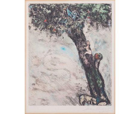 CHAGALL, MARC (1887-1985), "Les Fables de la Fontaine", colorierte Radierung, in der Platte u.li. signiert 'Chagall', u.li. m