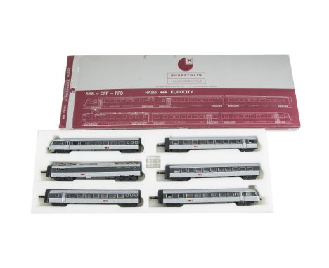 Hobbytrain N Gauge 14100 SBB CFF FFS RABe Eurocity Train Pack, comprising light and dark grey six car unit, in original box, 