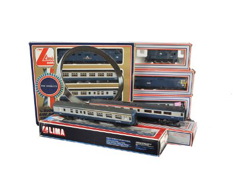 Lima 00 Gauge BR blue Diesels and blue/grey Coaches including Golden Series Set,  Golden set comprising Class 55 9006 'The Fi