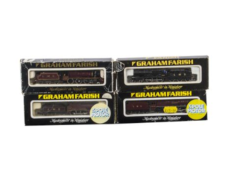 Graham Farish N Gauge Steam Locomotives and Tenders, a boxed group of four LMS examples, comprising  1206 Class 4P in black l