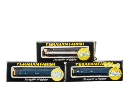 Graham Farish N Gauge Diesel Locomotives, a boxed 8116 Class 40 40015 Aquitania in BR blue and two others in incorrect boxes,