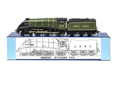 Golden Arrow 00 Gauge kitbuilt BR apple green Class B17 'East Anglian' Locomotive and tender, No 61659, in blue storage box, 