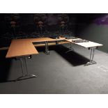 4 x Chrome Framed Folding Leg Light Oak Effect Rectangular Topped Tables