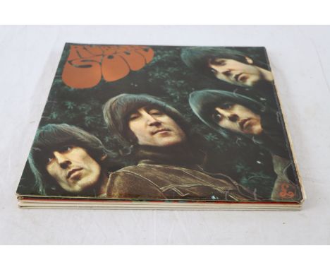 Vinyl - Four The Beatles LPs to include Rubber Soul PMC 1267 early G&L sleeve, Help (PMC 1255), Sgt Pepper (PMC 7027) with in