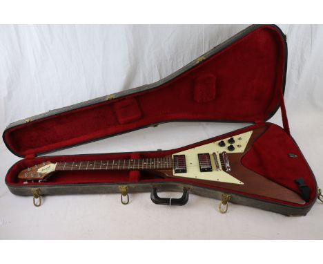 Guitar - Flying V style guitar marked Gibson, along with vintage Gibson V hard case