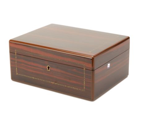 A DUNHILL MACASSAR HUMIDOR
With brass inlay, together with a Trussardi gold plated lighter
The humidor 13cm high x 30cm wide 