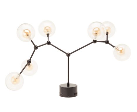 A MODERN SEVEN BRANCH PENDANT LIGHT
Tree branch design pendant lights, with lightbulb encased spherical lights
46cm high
Cond