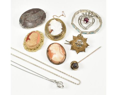 An assorted collection of antique &amp; later costume jewellery. The lot to include a gold / yellow tone metal star set seed 