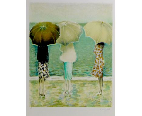 Jean-Pierre Cassigneul (French, b. 1935): an artist's proof lithograph 'Trois Parapluies' ('Three umbrellas'), signed and mar
