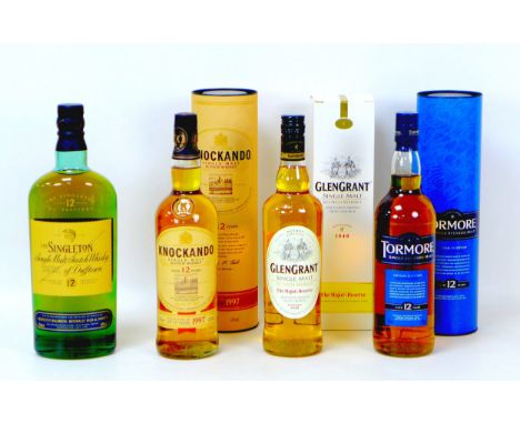 Four bottles of single malt Scotch whisky, comprising a Singleton 12 year old, without box and three others all with original