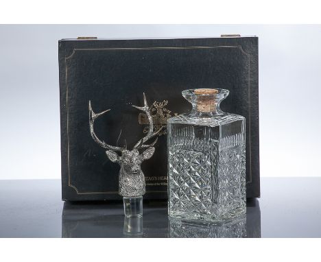 GLENFIDDICH SILVER STAG'S HEAD DECANTER
Whisky decanter with London assay marked silver stag's head stopprer, in presentation