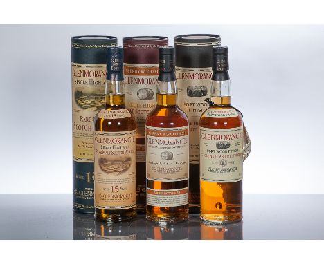 GLENMORANGIE PORT WOOD FINISH 
Single Highland malt whisky. 70cl, 43% volume. In tube.
GLENMORANGIE SHERRY WOOD FINISH 
Singl