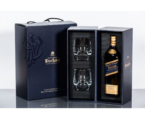 JOHNNIE WALKER BLUE LABEL GIFT SET 
Limited-edition blended Scotch whisky. Label says 'Domestic Lebanon' a the top. Bottle no