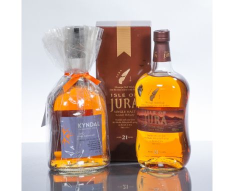 ISLE OF JURA 21 YEAR OLD 
Single Island malt whisky. 70cl, 40% volume. In carton.
KYNDAL (DALMORE) 12 YEAR OLD
Single Highlan