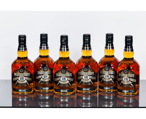 CHIVAS REGAL 18 YEAR OLD 
Blended Scotch Whisky. B374, Bottle No. GU 8646 N. 750ml, 43% volume.
CHIVAS REGAL 18 YEAR OLD 
Ble