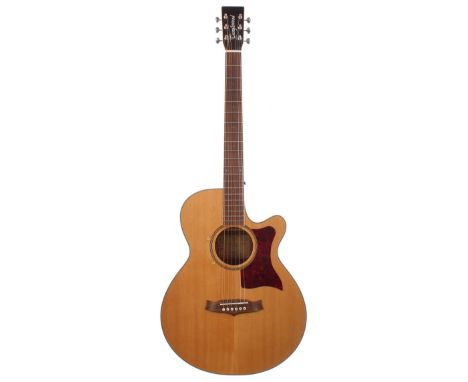 Tanglewood Sundance TW45 EGE electro-acoustic guitar; Back and sides: mahogany and quilted ash, minor surface marks; Top: spr