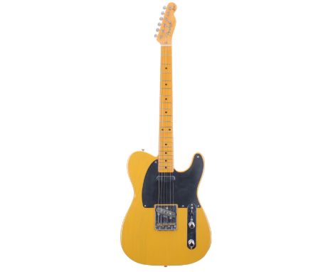 1982 Fender Squier Series '52 Telecaster electric guitar, made in Japan, ser. no. JVxxxx4; Finish: butterscotch, blemish to t