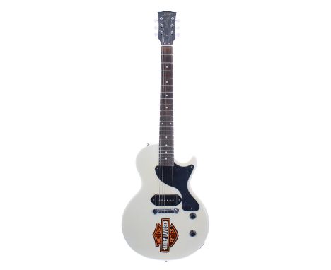 2015 Tokai Love Rock LPJ electric guitar, made in China, ser. no. CN15xxxxx2; Finish: off-white, Harley Davidson decal added 