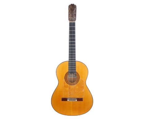 1976 Manuel Reyes Flamenco guitar, made in Cordoba, Spain; Back and sides: cypress; Top: spruce with light play wear to the t