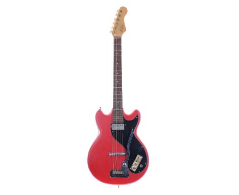 Hofner Colorama 1 electric guitar, made in Germany, circa 1961; Finish: red vinyl, white central band shrinking and pulling a