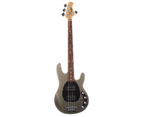 2008 OLP Ernie Ball licensed MM22 bass guitar, made in Korea, ser. no. J08xxxxx9; Finish: graphite pearl; Fretboard: rosewood