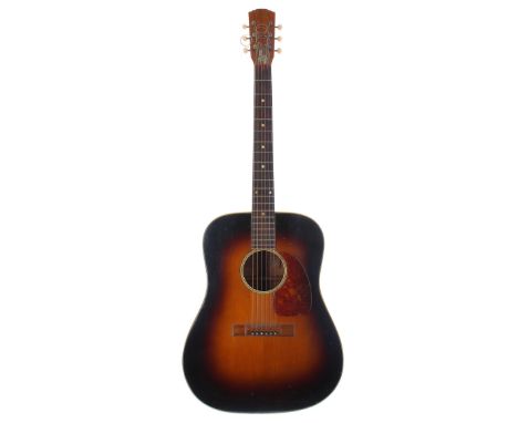 1960 Levin LM-26 acoustic guitar, made in Sweden, ser. no. 4xxxx2; Back and sides: sunburst finish maple, lacquer checking sc