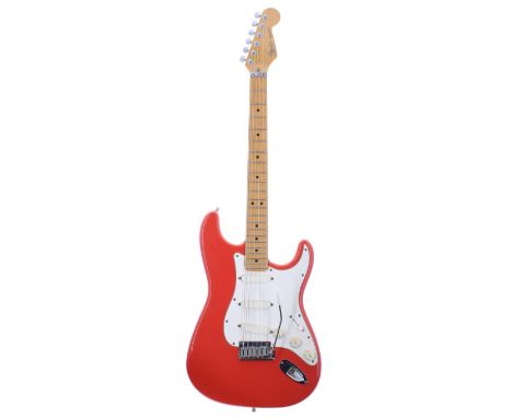 1988 Fender Stratocaster Plus electric guitar, made in USA, ser. no. E4xxxx7; Finish: Fiesta red; Fretboard: maple; Frets: go