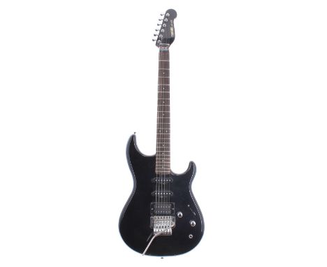 Yamaha SE350 electric guitar; Finish: black, surface scratches and dings; Fretboard: rosewood; Frets: worn; Electrics: workin