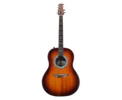 1978 Ovation Model 1612 electro-acoustic guitar, made in USA, ser. no. 1xxxx7; Finish: tobacco burst, a few very minor hairli
