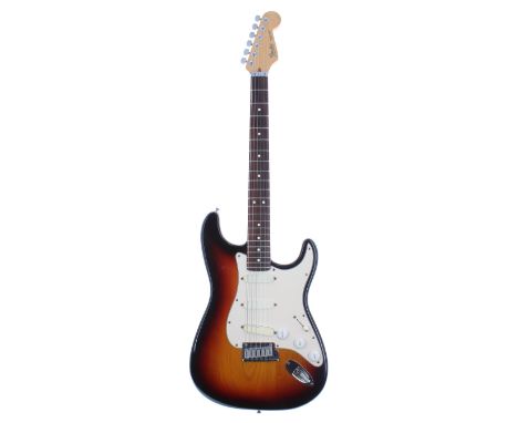 Fender Stratocaster Plus electric guitar, made in USA, circa 1989, ser. no. E9xxxx0; Finish: three tone sunburst, a few minor