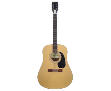 1970s Harmony model H6690 acoustic guitar, made in USA; Back and sides: faux rosewood, dings and surface scratches; Top: fini