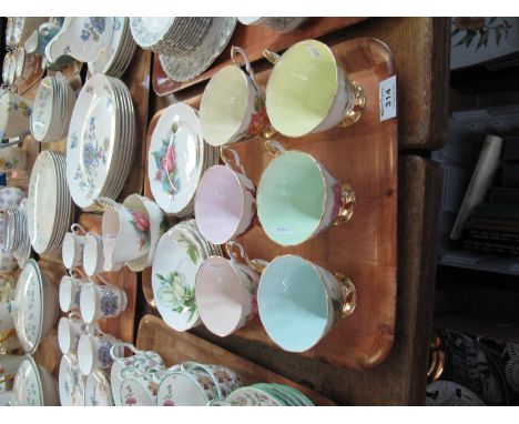 Tray of Royal Stafford fine bone china, set of six cabinet cups and saucers, series of six 'Authentic World famous Roses', to